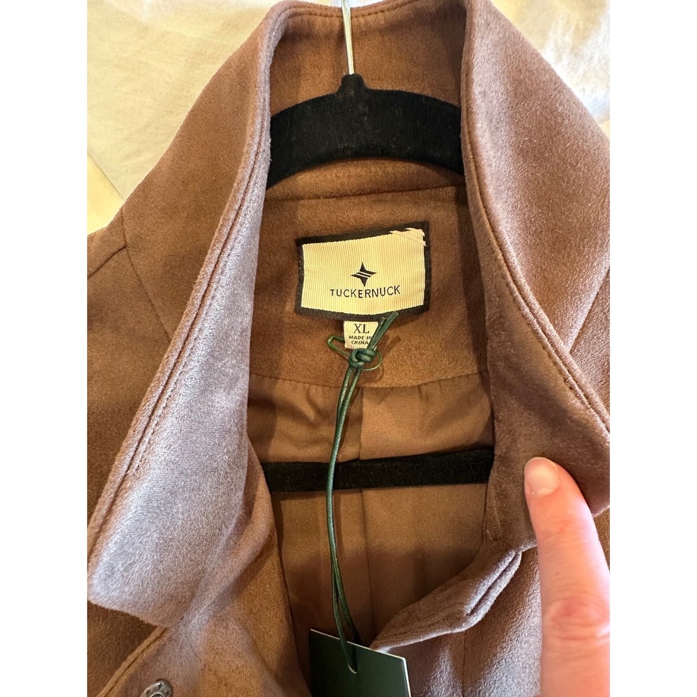 Tuckernuck Chocolate Suede Fringe Marant Shirt Jacket Brown Shacket XL NWT - Picture 7 of 10
